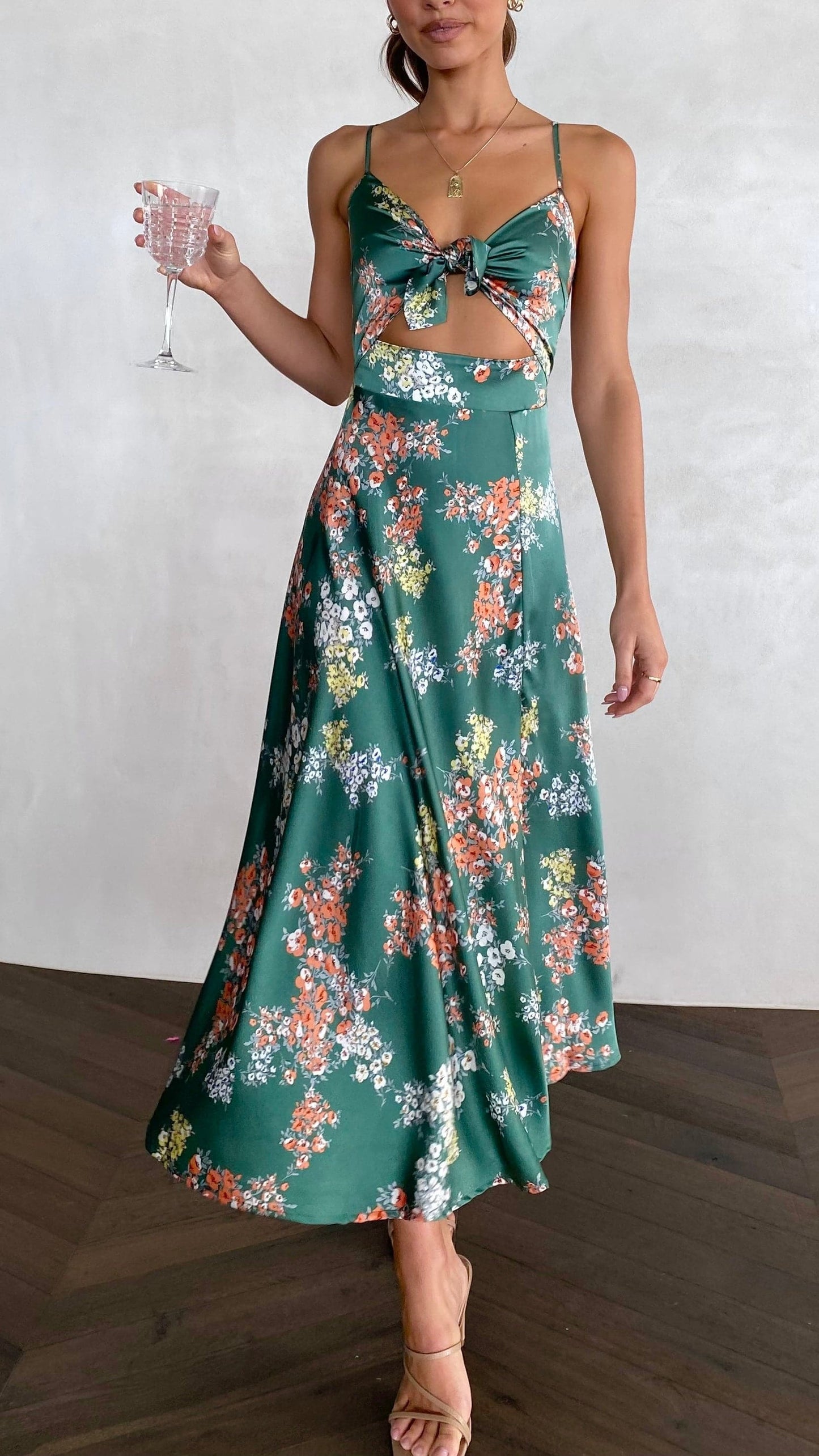 Abito midi Dreamers - Verde Floreale